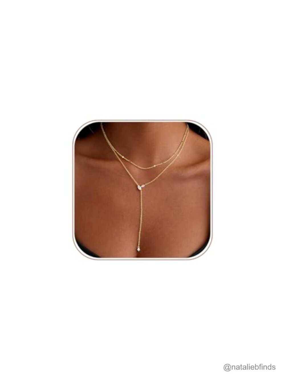 Layered Gold Lariat Necklace Stack for Women - 14K Gold Plated Brass,